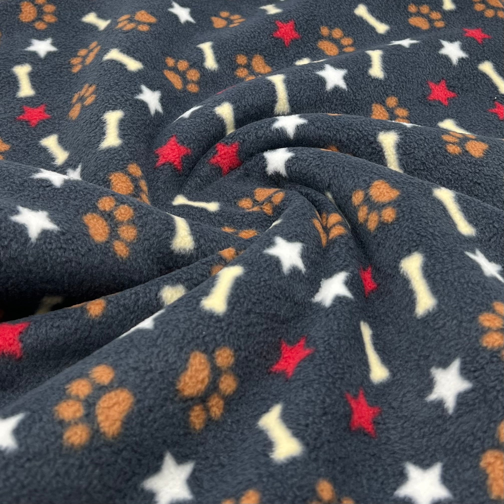 Paw Bone Printed Anti-Pil Polar Fleece Fabric Blanket Loungewear